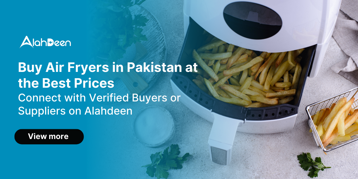 Air fryer filled with fries on a kitchen counter. Alahdeen B2B Marketplace B2B Platform Wholese Products