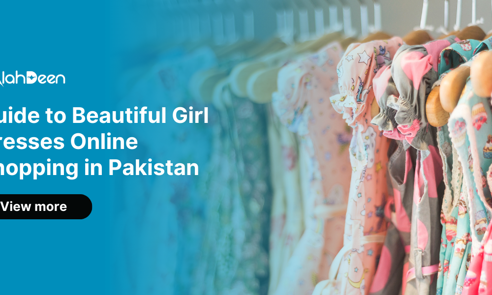 A rack of colorful girls' dresses hanging in a store, Girl Dresses Online Shopping in Pakistan