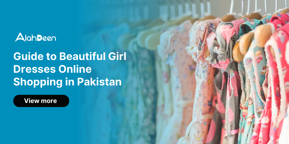 A rack of colorful girls' dresses hanging in a store, Girl Dresses Online Shopping in Pakistan