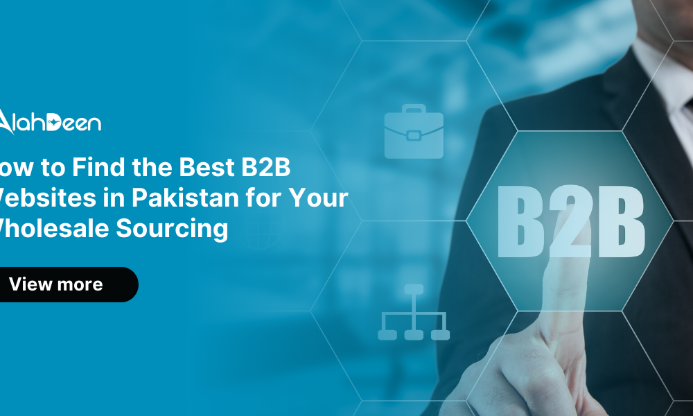 Businessman touching a virtual Best B2B Website icon on a futuristic screen. B2B Websites in Pakistan