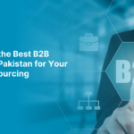 Businessman touching a virtual Best B2B Website icon on a futuristic screen. B2B Websites in Pakistan