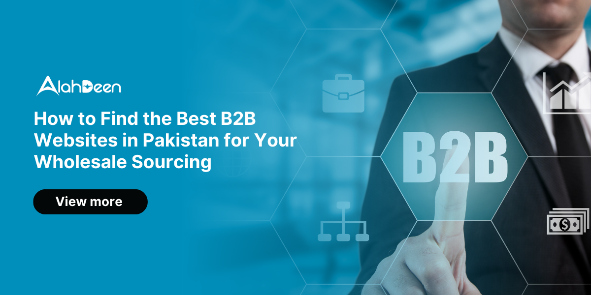 Businessman touching a virtual Best B2B Website icon on a futuristic screen. B2B Websites in Pakistan