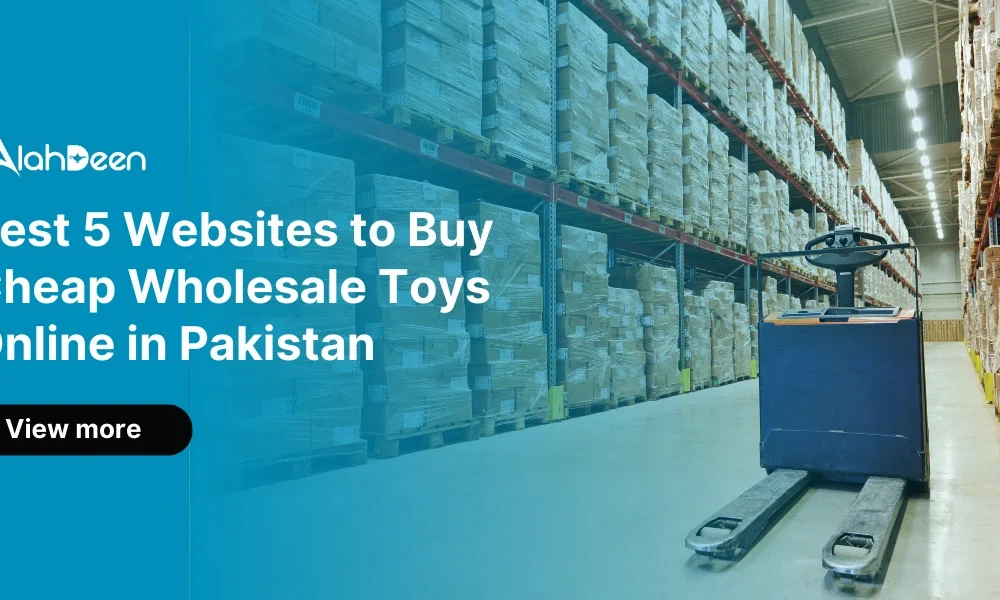 Warehouse with stacked toy boxes for wholesale in Pakistan wholesale toys online in pakistan