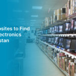 Wholesale electronics marketplace in Pakistan showcasing monitors and electronic items on shelves. B2B wholesale electronics Pakistan