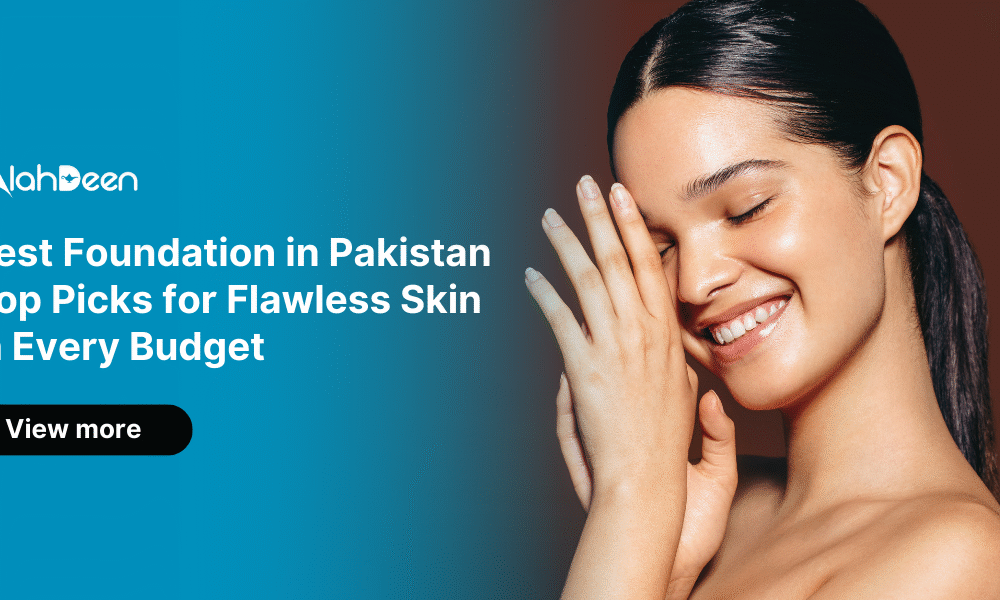 Smiling woman with glowing skin – Best foundation in pakistan picks for every budget in Pakistan by Alahdeen