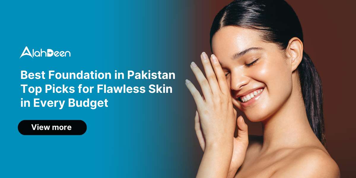 Smiling woman with glowing skin – Best foundation in pakistan picks for every budget in Pakistan by Alahdeen