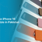 Affordable iPhone 16 covers available in Pakistan displayed in various colors and textures, including pink, brown, orange, and blue.