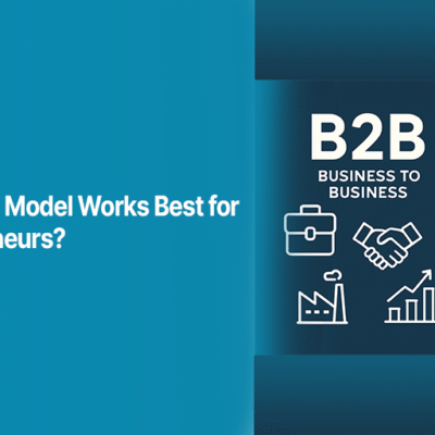 Side-by-side infographic comparing B2B (Business to Business) and B2C (Business to Consumer) models, showing icons for industry, handshake, growth, mobile, consumer, and shopping cart, with Alahdeen branding and CTA.