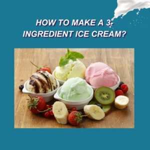 Three soft-serve sundae ice creams in chocolate, mango, and strawberry flavors with lemon and mint background on a teal blue backdrop with the text "Choose the Flavor.