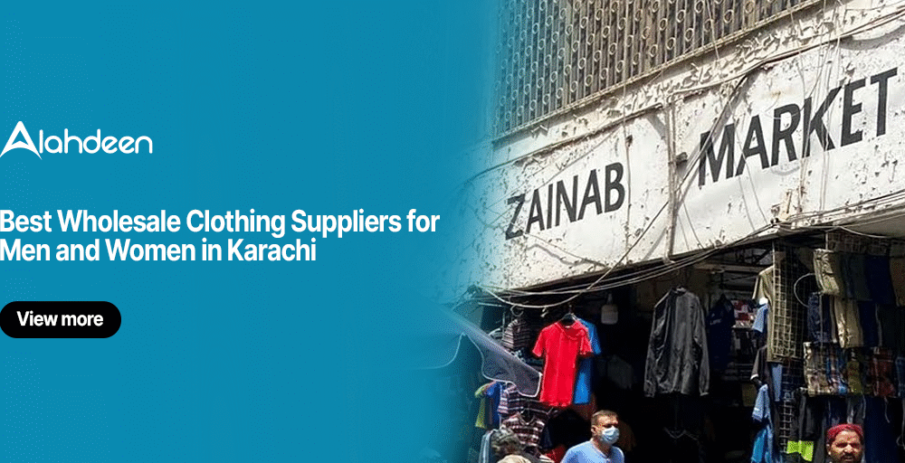 Karachi with wholesale clothing shops and people shopping