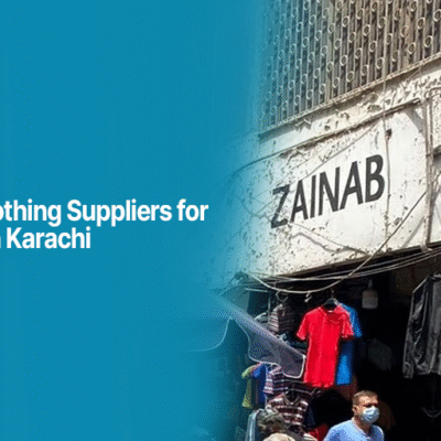 Karachi with wholesale clothing shops and people shopping