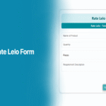Alahdeen Rate Lelo Form tutorial banner showing a product inquiry form for buyers with fields for product name, quantity, unit type, and requirements.