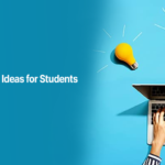 9 startup business ideas for students 2026 featuring a laptop and creative lightbulb icons